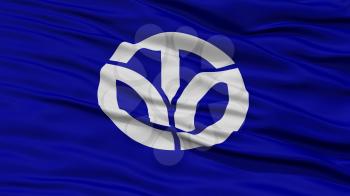 Closeup Fukui Japan Prefecture Flag, Waving in the Wind, High Resolution