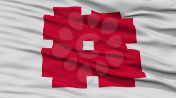 Closeup of Gifu City Flag, Capital of Japan Prefecture, Waving in the Wind, High Resolution
