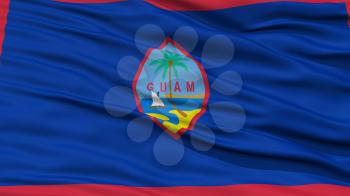 Closeup Guam Flag on Flagpole, USA state, Waving in the Wind, High Resolution