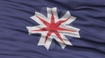 Closeup Hokkaido Japan Prefecture Flag, Waving in the Wind, High Resolution