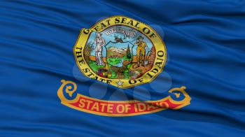 Closeup Idaho Flag on Flagpole, USA state, Waving in the Wind, High Resolution