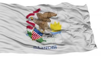 Isolated Illinois Flag, USA state, Waving on White Background, High Resolution