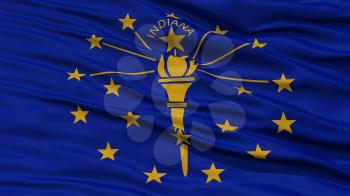Closeup Indiana Flag on Flagpole, USA state, Waving in the Wind, High Resolution