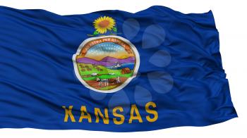 Isolated Kansas Flag, USA state, Waving on White Background, High Resolution