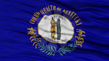Closeup Kentucky Flag on Flagpole, USA state, Waving in the Wind, High Resolution