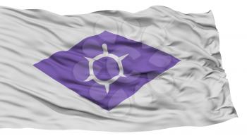 Isolated Kofu Flag, Capital of Japan Prefecture, Waving on White Background, High Resolution