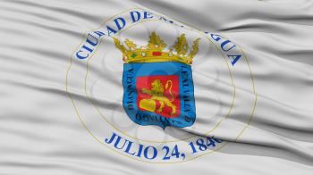 Closeup Managua City Flag, Capital City of Nicaragua, Waving in the Wind