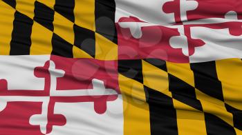 Closeup Maryland Flag on Flagpole, USA state, Waving in the Wind, High Resolution