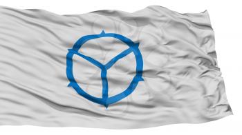 Isolated Matsue Flag, Capital of Japan Prefecture, Waving on White Background, High Resolution