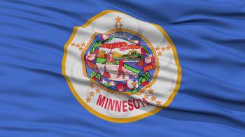 Closeup Minnesota Flag on Flagpole, USA state, Waving in the Wind, High Resolution