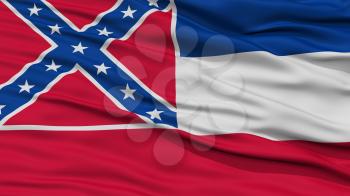 Closeup Mississippi Flag on Flagpole, USA state, Waving in the Wind, High Resolution