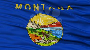 Closeup Montana Flag on Flagpole, USA state, Waving in the Wind, High Resolution