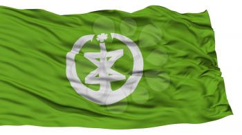 Isolated Niigata Flag, Capital of Japan Prefecture, Waving on White Background, High Resolution
