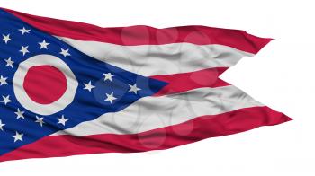 Isolated Ohio Flag, USA state, Waving on White Background, High Resolution