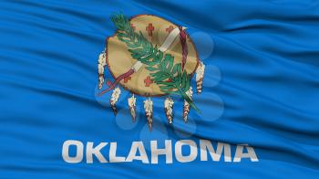 Closeup Oklahoma Flag on Flagpole, USA state, Waving in the Wind, High Resolution