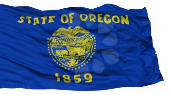 Isolated Oregon Flag, USA state, Waving on White Background, High Resolution