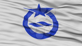 Closeup of Otsu Flag, Capital of Japan Prefecture, Waving in the Wind, High Resolution