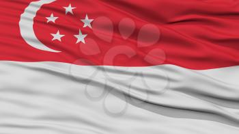 Closeup Singapore City Flag, Capital City of Singapore, Waving in the Wind