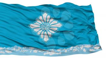 Isolated Toyama Flag, Capital of Japan Prefecture, Waving on White Background, High Resolution