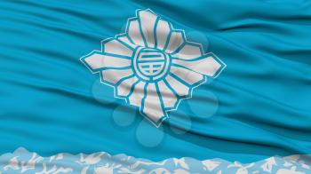 Closeup of Toyama Flag, Capital of Japan Prefecture, Waving in the Wind, High Resolution