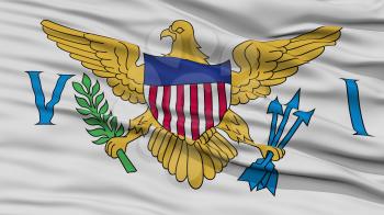 Closeup United States Virgin Islands Flag on Flagpole, USA state, Waving in the Wind, High Resolution