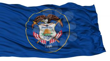 Isolated Utah Flag, USA state, Waving on White Background, High Resolution