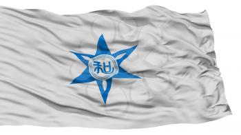 Isolated Wakayama Flag, Capital of Japan Prefecture, Waving on White Background, High Resolution