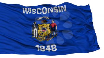 Isolated Wisconsin Flag, USA state, Waving on White Background, High Resolution