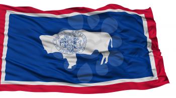 Isolated Wyoming Flag, USA state, Waving on White Background, High Resolution