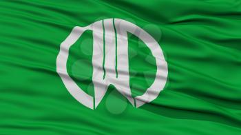 Closeup of Yamagata Flag, Capital of Japan Prefecture, Waving in the Wind, High Resolution