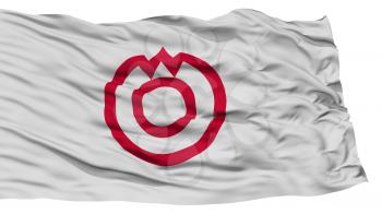 Isolated Yamaguchi Flag, Capital of Japan Prefecture, Waving on White Background, High Resolution