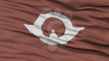 Closeup Yamaguchi Japan Prefecture Flag, Waving in the Wind, High Resolution