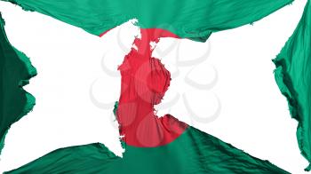 Destroyed Bangladesh flag, white background, 3d rendering