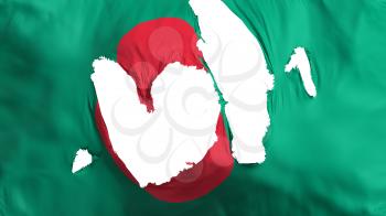 Ragged Bangladesh flag, white background, 3d rendering
