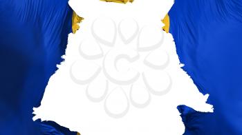Barbados flag ripped apart, white background, 3d rendering