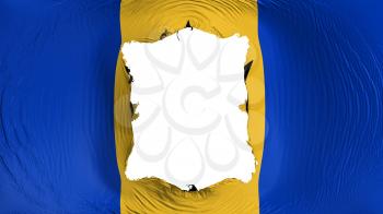 Square hole in the Barbados flag, white background, 3d rendering