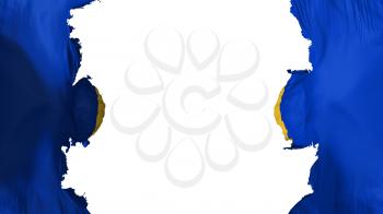 Blasted Barbados flag, against white background, 3d rendering