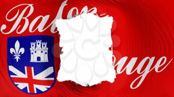 Square hole in the Baton Rouge city, capital of Louisiana state flag, white background, 3d rendering