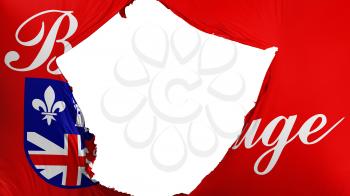 Cracked Baton Rouge city, capital of Louisiana state flag, white background, 3d rendering