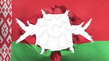 Belarus flag with a big hole, white background, 3d rendering