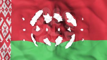 Belarus flag with a small holes, white background, 3d rendering