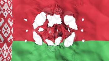 Holes in Belarus flag, white background, 3d rendering