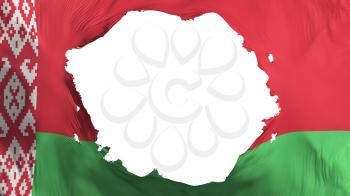 Broken Belarus flag, white background, 3d rendering