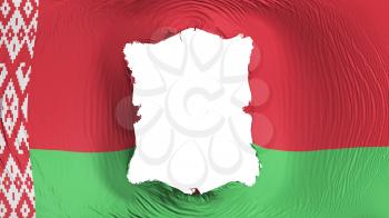 Square hole in the Belarus flag, white background, 3d rendering