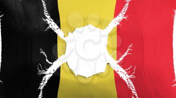 Belgium flag with a hole, white background, 3d rendering