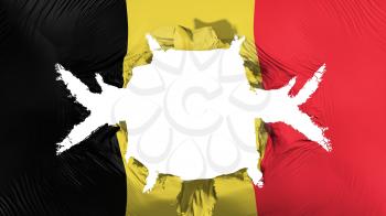 Belgium flag with a big hole, white background, 3d rendering