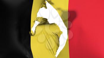 Damaged Belgium flag, white background, 3d rendering
