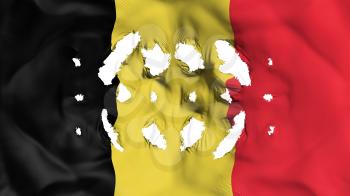 Belgium flag with a small holes, white background, 3d rendering