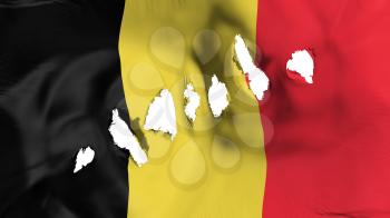 Belgium flag perforated, bullet holes, white background, 3d rendering