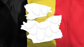 Tattered Belgium flag, white background, 3d rendering